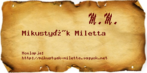 Mikustyák Miletta névjegykártya